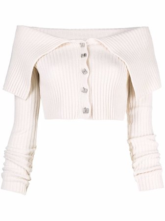 Shop Giuseppe Di Morabito off-shoulder ribbed crop top with Express Delivery - FARFETCH