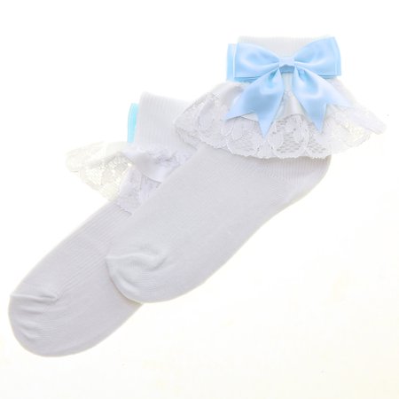 white socks with blue bow