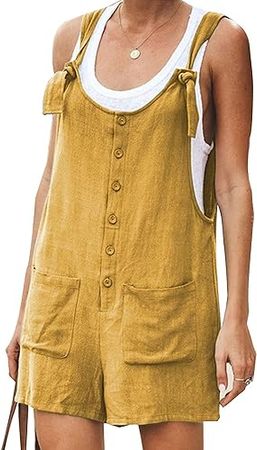 Amazon.com: Yeokou Women's Casual Summer Cotton Linen Rompers Overalls Jumpsuit Shorts : Clothing, Shoes & Jewelry