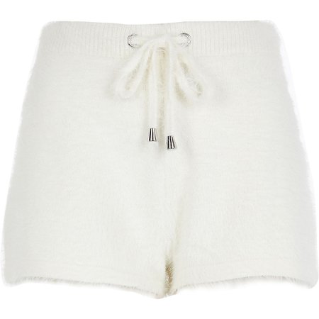 White fluffy shorts | River Island