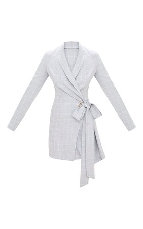 Grey Checked Blazer Dress | PrettyLittleThing USA