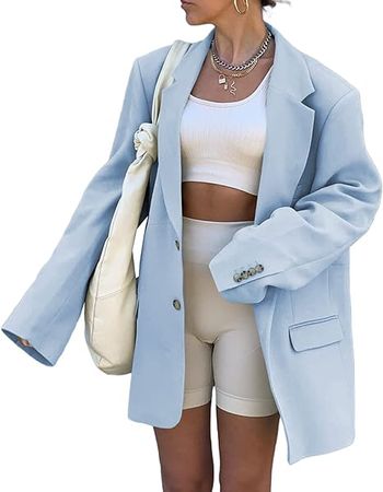 Amazon.com: Grlasen Women Casual Elegant Long Sleeve Oversized Lapel Blazers Open Front Solid Work Office Jacket Blazer : Clothing, Shoes & Jewelry