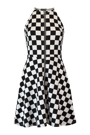 Race print zip dress
