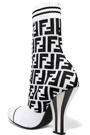 Fendi | Logo-jacquard stretch-knit and mesh sock boots | NET-A-PORTER.COM