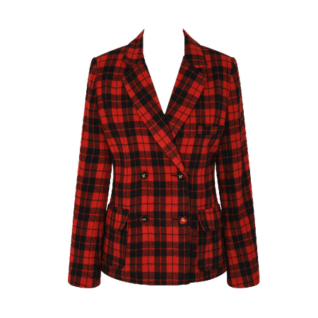 Curetty | C Check Double Button Jacket in Red