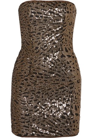 Haney | Strapless sequined tulle mini dress | NET-A-PORTER.COM