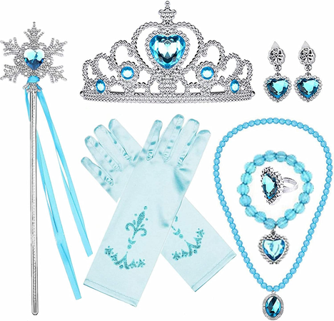 Princess Dress Up Accessories,Girl’s Jewelry Dress Up Play Set Tiara Crown and Magic Wand,, Girl’s Party Cosplay Dress Costumes Accessories Kit