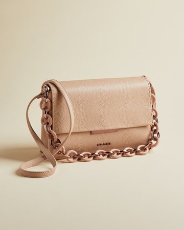 Leather resin chain shoulder bag - Taupe | Bags | Ted Baker UK