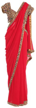 Red Embellished Saree