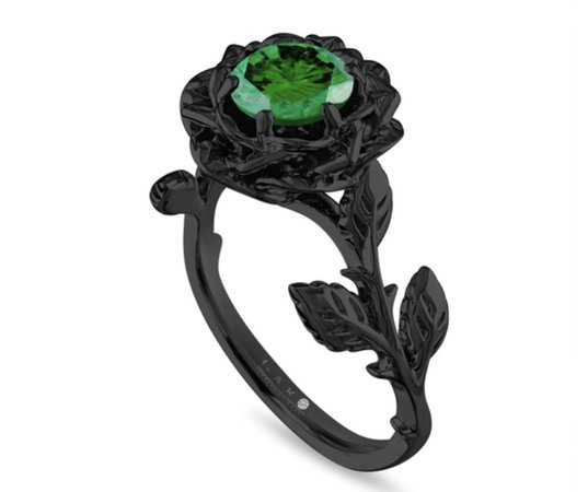 black and green flower ring