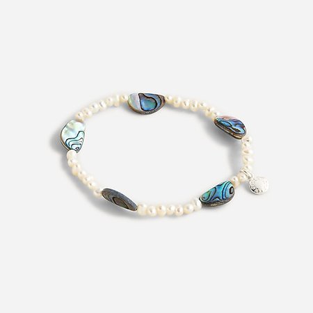 J.Crew: Freshwater Pearl And Abalone Shell Stretch Bracelet For Women
