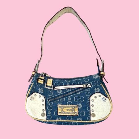 Vintage 00s ✩ Guess ✩ Monogram mini shoulder bag in... - Depop