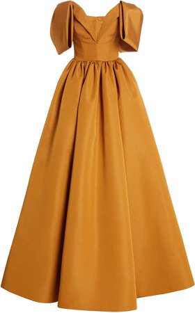 Christian Siriano Off-The-Shoulder Shirred Waist Gown