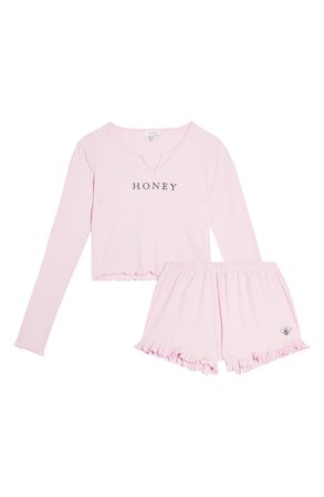 Topshop Honey Thermal Short Pajamas | pink