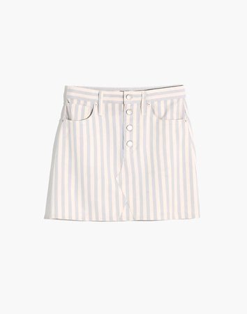 Stretch A-Line Mini Skirt in Pompano Stripe: Button-Front Edition blue