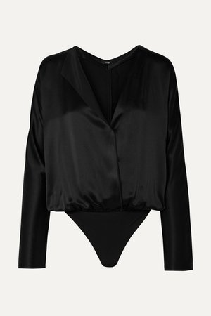 Alix NYC | Calder wrap-effect silk-charmeuse and stretch-jersey thong bodysuit | NET-A-PORTER.COM
