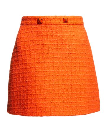 Valentino Check Tweed Stud Mini Skirt