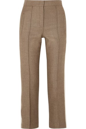 Fendi | Striped silk-trimmed fleece wool-blend straight-leg pants | NET-A-PORTER.COM
