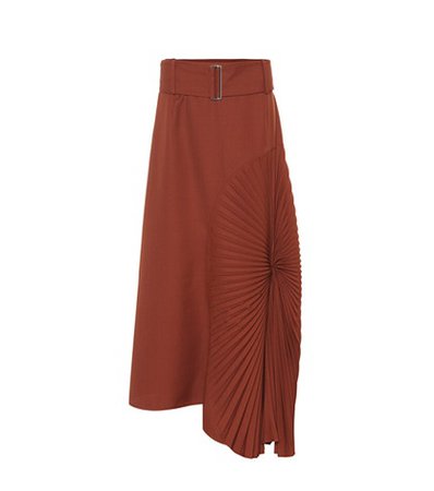 Belted wool skirt