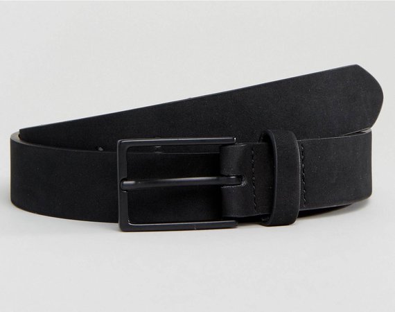 ASOS Design Slim Belt in Black Faux Suede
