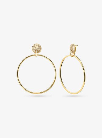 14k Gold-plated Sterling Silver Pavé Hoop Drop Earrings | Michael Kors