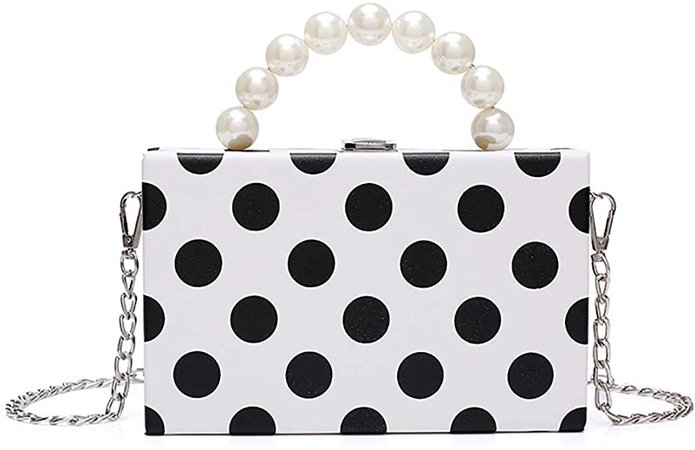 KEKY Women's Polka Dot Handbag White Red Stylish Shoulder Bags Chic Party Wedding Clutch Beaded Mini Bag (White): Handbags: Amazon.com