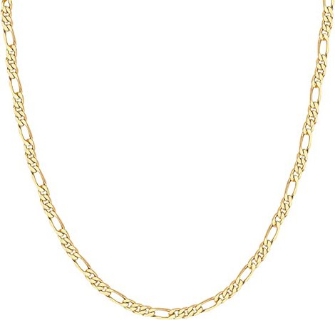 Amazon.com: PAVOI 14K Gold Plated Curb Paperclip Box Sphere Bead Snake and Figaro Chain Adjustable Necklace (Figaro-M, Yellow Gold Plated): Clothing, Shoes & Jewelry