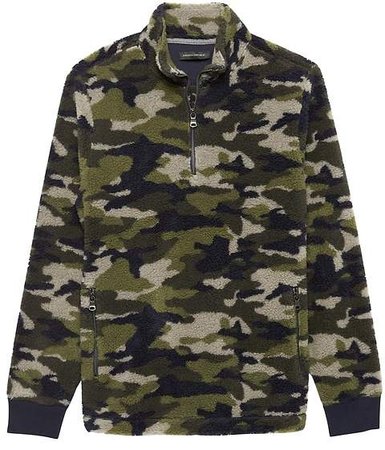 Camo Sherpa Fleece Half-Zip Sweatshirt