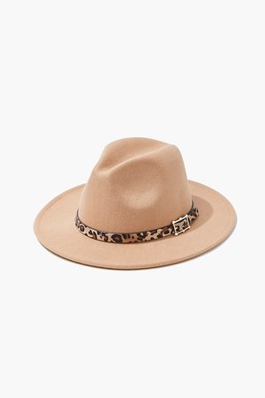 Faux Suede Leopard-Trim Fedora | Forever 21