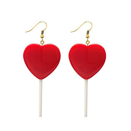 Amazon.com: Mountainer Cute Heart Lollipop Candy Color Simulation Food Dangle Earring for Women Girl Funny Jewelry-Red: Jewelry