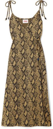 Stretch Jacquard-knit Wrap Dress - Snake print