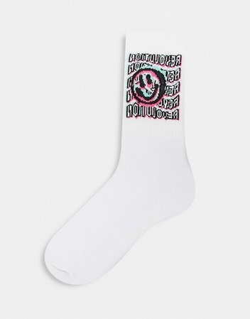 ASOS DESIGN sport socks with revolution happy face design | ASOS