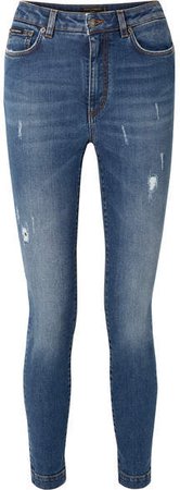 Audrey Distressed High-rise Skinny Jeans - Blue
