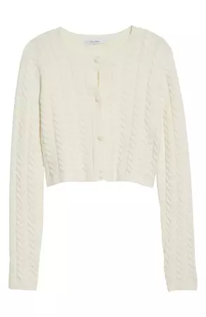 Max Mara Cable Knit Crop Wool & Cashmere Blend Cardigan | Nordstrom