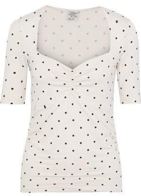 Joulee Ruched Polka-dot Stretch-jersey Top