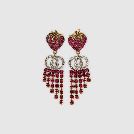 Strawberry earrings with crystals - Gucci Gifts for Women 580959I47698413