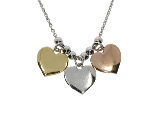 Necklace with pendant 3 hearts 925 sterling silver