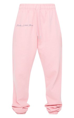 PLT Candy Pink Embroidered Oversized Joggers | PrettyLittleThing USA