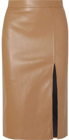 Faux Leather Skirt - Beige
