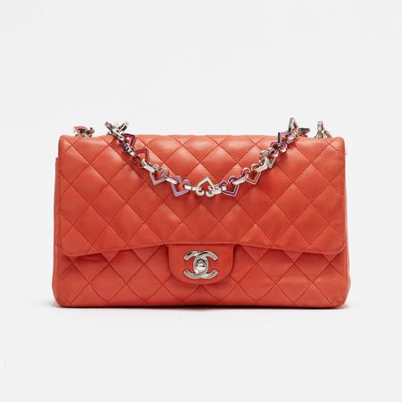 Chanel Single Flap Valentine Orange | SACLÀB