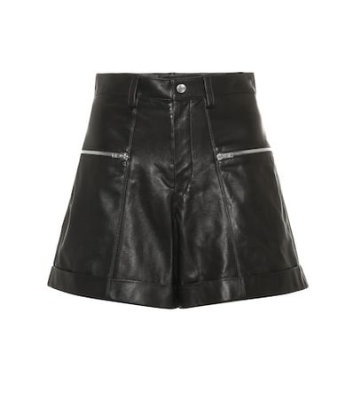 High-rise leather shorts