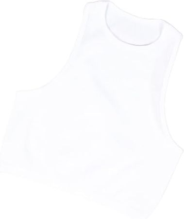 Crop Tank Top for Women Basic Sleeveless Sport Vest Solid Color Fitness Tank Top Seamless Base Tees Tops Slim Small Top (White,L) at Amazon Women’s Clothing store