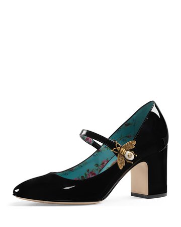 Gucci Mary Jane Bee Patent Pump