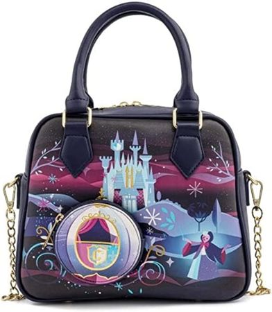Loungefly Cinderella Castle Chain Strap Crossbody Bag Blue-Purple: Handbags: Amazon.com