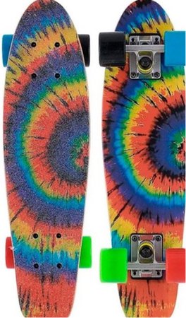 skateboard with a rainbow splash