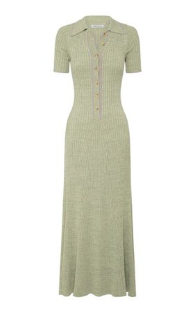 Laurel Ribbed-Knit Cotton Midi Polo Dress By Anna Quan | Moda Operandi