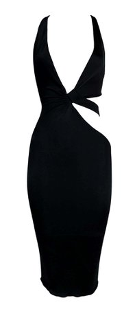 S/S 2005 Gucci Black Wrap Cut-Out Ultra Low Wiggle Dress For Sale at 1stDibs