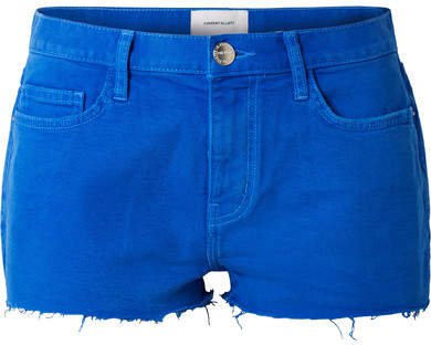 The Boyfriend Frayed Denim Shorts - Bright blue