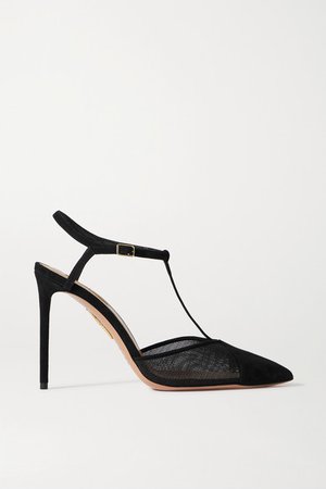 Sacha 105 Suede And Mesh Pumps - Black