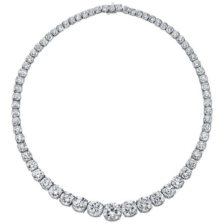 GIA Certified Graduated Riviera Diamond Necklace For Sale at 1stDibs